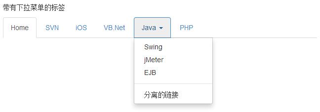 Bootstrap 带有下拉菜单的标签