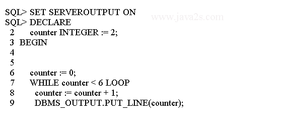 Oracle PL/SQL while循环